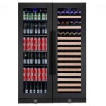 72″ LARGE WINE AND BEVERAGE COOLER DRINKS COMBO WITH CLEAR DOOR WITH STAINLESS STEEL TRIM
