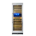 Tall Large Wine Refrigerator With Glass Door With Stainless Steel Trim ﻿